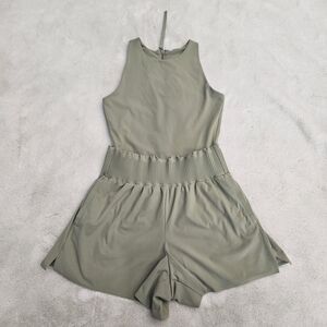 Athleta Cosmic Flutter Sage Green Sleeveless Jumpsuit Romper